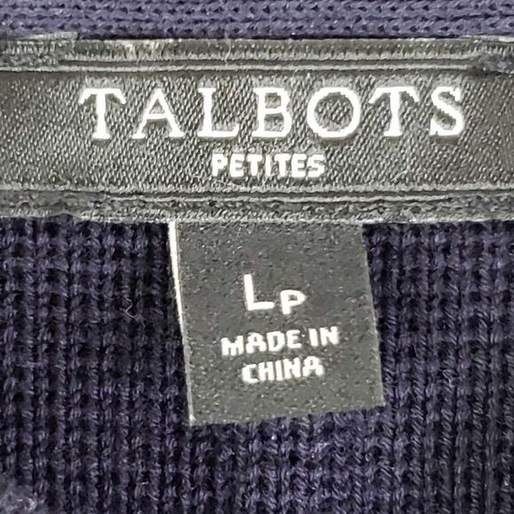 Talbots Blazer Women’s Size LP Large Petite Jacket Navy Blue Stretch Knit - Picture 5 of 7